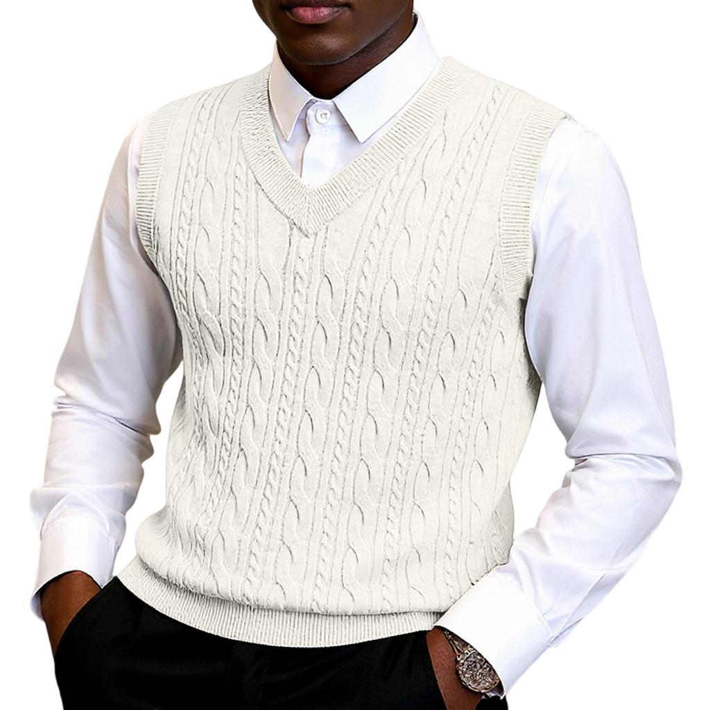 Men's V-Neck Thickened Knitting Sleeveless Sweater Vest