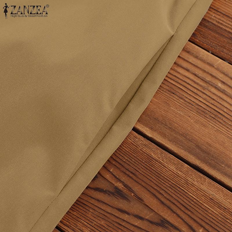 ZANZEA Женское повседневное платье-рубашка с отложным воротником и коротким рукавом