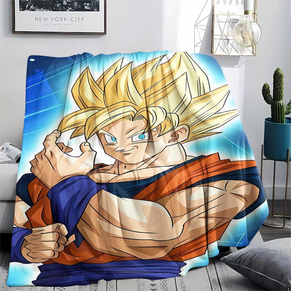 Фланелевое одеяло с принтом персонажей Dragon Ball, Высококачественное, Удобное для всех сезонов, Декор для дома, Тепло и уют, Идеально для рождественских подарков