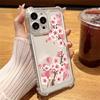 Floral Print Clear Slim Shockproof Case For iPhone 16 Pro 16E 15 Pro Max 14 13 12 11 Anti-Fall Soft Silicone Transparent Phone Cover