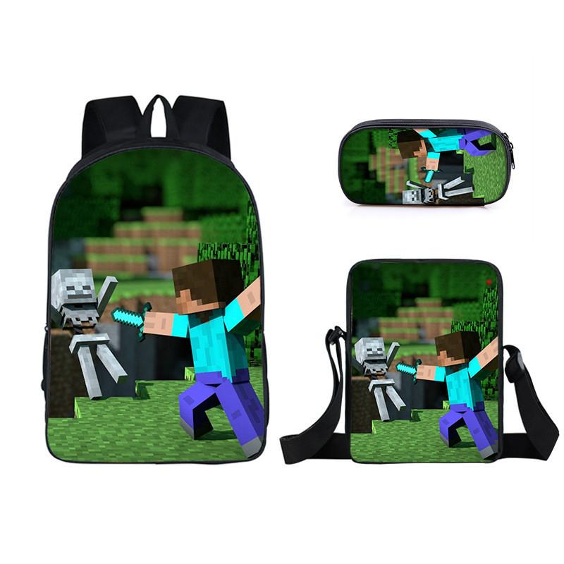 Minecraft Cartoon Game Character Printed Children Large Backpack Capacity