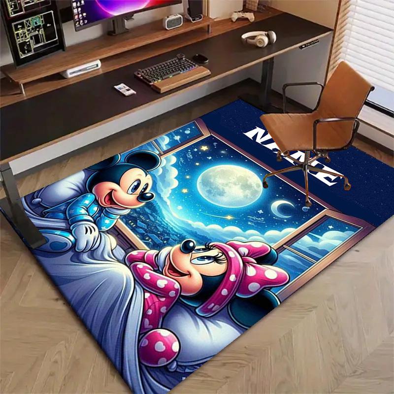 Custom Mickey Mat Personalized Name, Polyester Washable Indoor Entryway Rug, Gift for Christmas, Easter, Thanksgiving Day