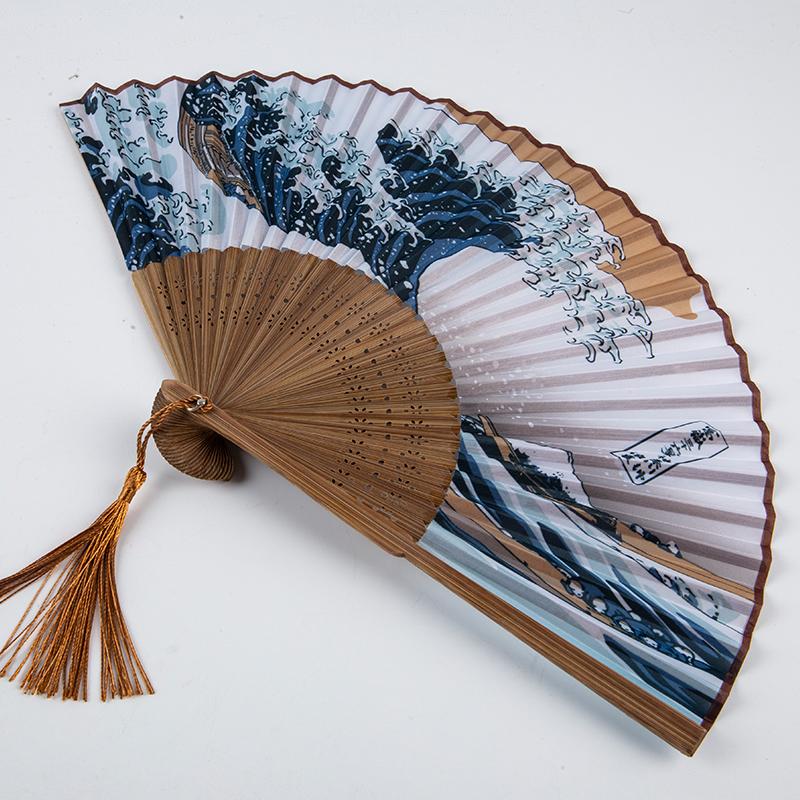 Летний винтажный бамбуковый складной ручной цветочный веер для танцев в китайском стиле