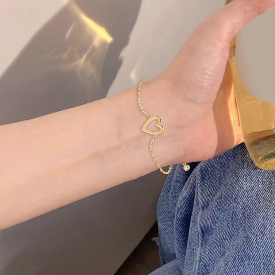 1 Pair Bracelet Heart Decor Adjustable Length Couple Bracelet Small Heart Charm Bangles Fashion Jewelry Gift