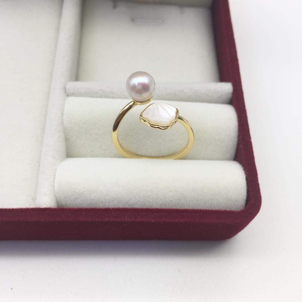 Internet celebrities recommend the lifetime set of round freshwater pearls AK Pearl earrings, ring, and pendant set