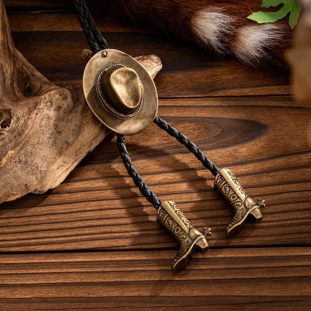 Boot Pendant Ethnic Style Necklace Long PU Leather Necklace Cowboy Cap Pendant Necklace Girls