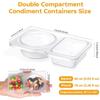 20PCS Reusable Snack Pack Containers Double Compartment Snack Containers 2 Compartment Thickened and Portable Hinged Lid Clear Plastic Portion Cups