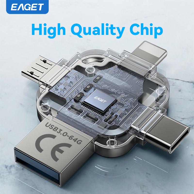 4 в 1 - флэш-накопитель Memory Stick USB 3.0 High Speed с USB-накопителем для телефона USB C Flash Drive для iPad Pro Android для iPhone 16/15/14