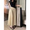 Women's Retro High Waist Pleated Midi Skirt (Summer 2025) - Slimming Elastic A-line Design