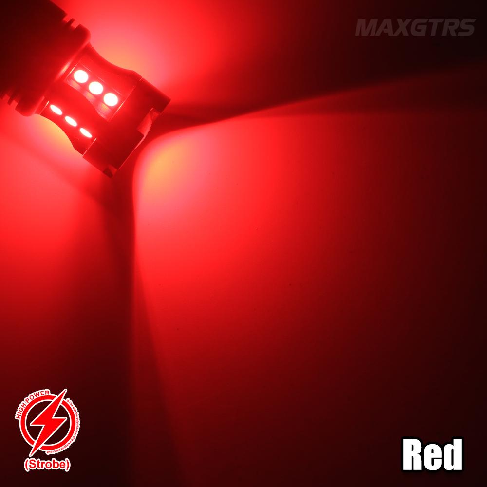 MAXGTRS 2x Strobe Flash P21/5W S25 1157 Bay15D 3030 LED Chip Bulb 7443 1156 Car Stop Backup Brake Parking Tail Signal Light