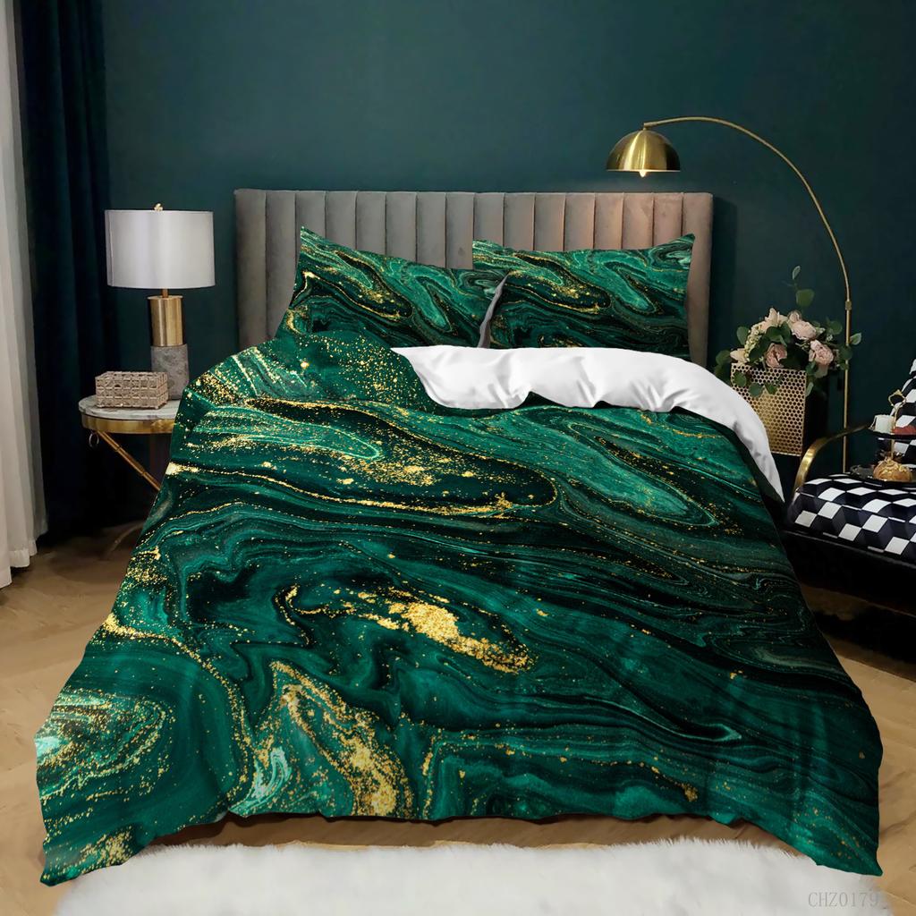 Home Textile Marble Texture Three-Piece Gradual Change Quilt Cover Digital Printing Bedding