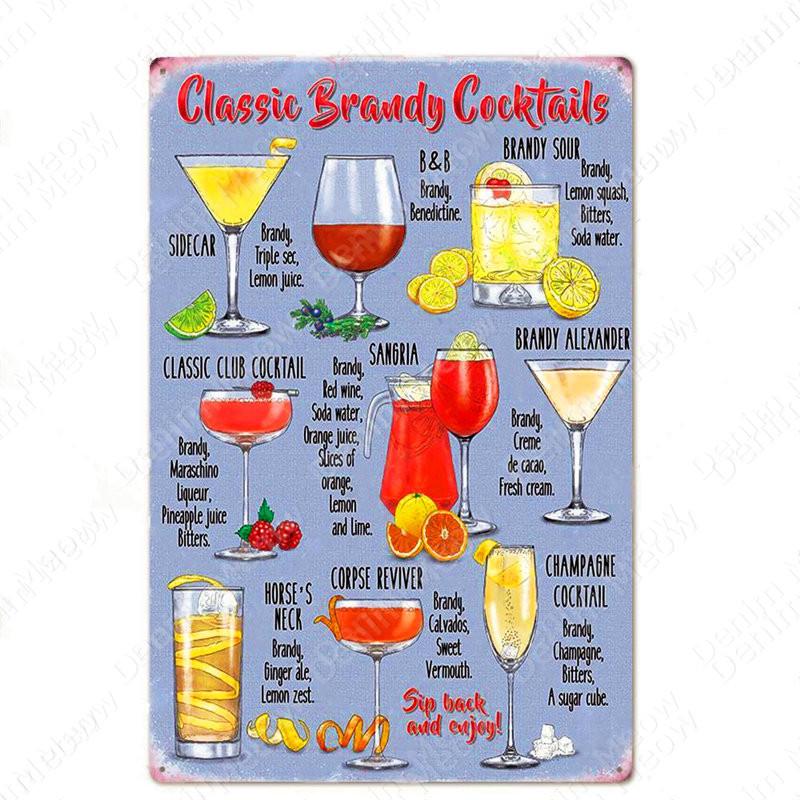 Классический Коктейли Металлический Плакат Московский Мул Старинные Оловянные Вывески Бар Украшения Дома Джин Виски Водка Текила Настенная Художественная Тарелка N365