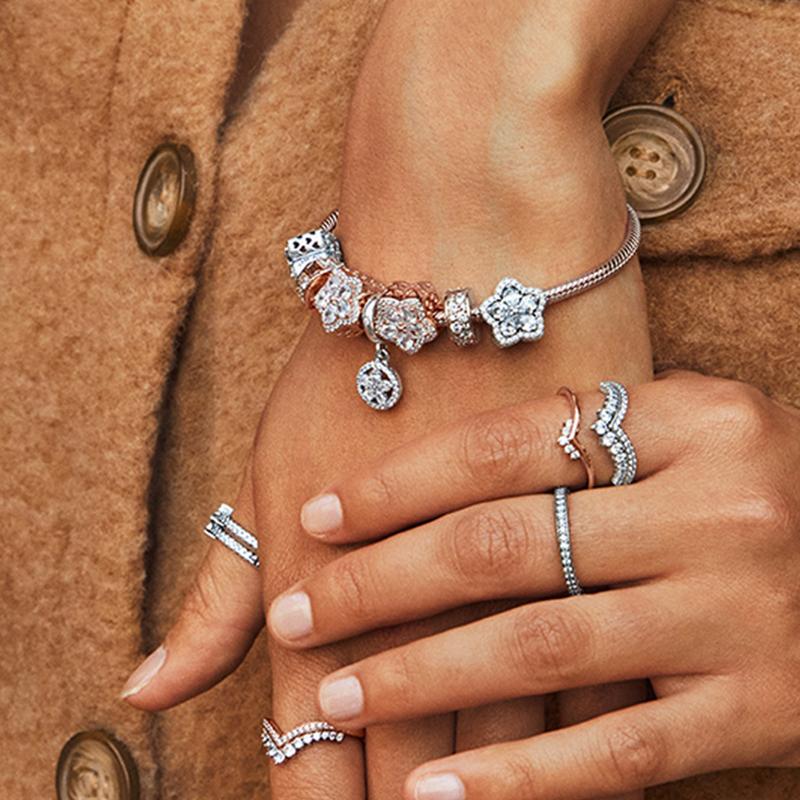 Pandora Серебряные ожерелья 925 пробы с синтетическими кубическими циркониями для женщин Серебряные ZT2010