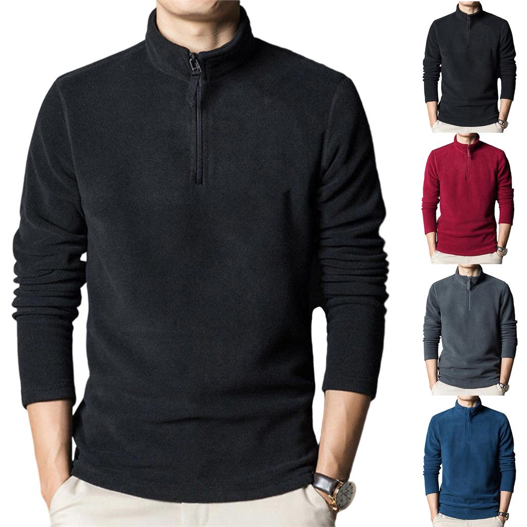 Men Standing Collar Hoodie Half-High Collar Sweater