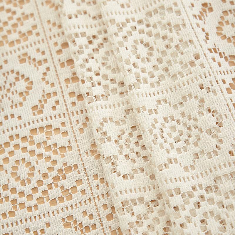 Скатерть в американском ретро-стиле Премиальная Прямоугольная Кисточка Настольная салфетка Ткань для фотофона Вязаная Ажурная Атмосфера Пылезащитная Декоративная Ткань