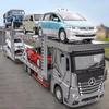 1/24 Mercedes Benz Double Decker Flatbed Transport Vehicle Alloy Diecast Metal Car Model Sound and Light Science Education Series