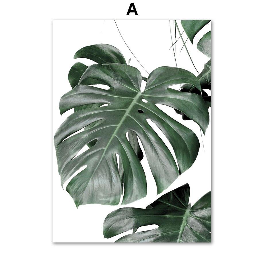 Тропическая монстера, пальма, абстрактная линия листьев, настенное искусство, холст, плакаты на скандинавскую тему, живопись и принты, настенные панно для декора гостиной