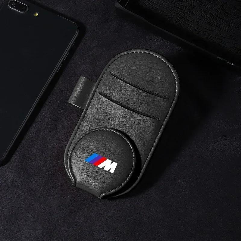 2025 Car For BMW Leather Car Glasses Clip Sun Visor Multi-function Sunglasses Clip Car Styling For BMW M Performance M3 M5 M6 F2
