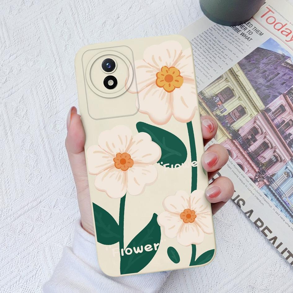 Чехол для Vivo Y02 Y02S Y91C Y11 Y12 Y70 Y72 Y73 Y20 Y51 Y16 Модный защитный цветок авокадо Жидкий силиконовый бампер для чехлов для телефонов Vivo Coque Fundas