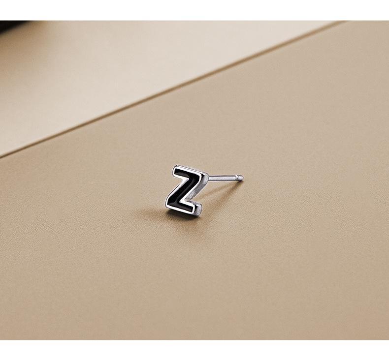 Серьги-алфавиты Banyan Tree S925 из серебра с черным клеем — модные, простые, унисекс, стильные, одиночные.