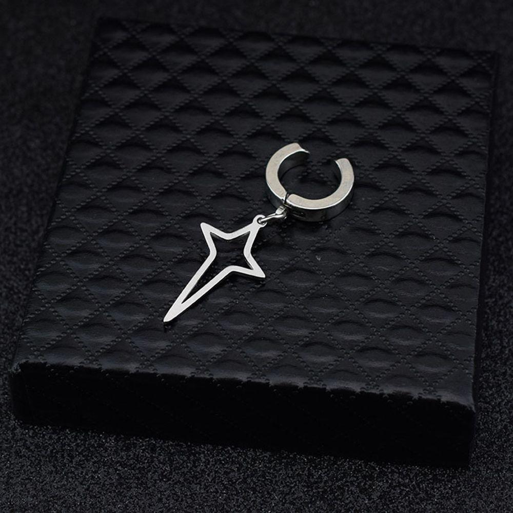 Стальные Модные Украшения Клипса Серьга Мужские Серьги-Кольца Корейский Стиль Кафф для Уха Крест Звезда Висячая Серьга