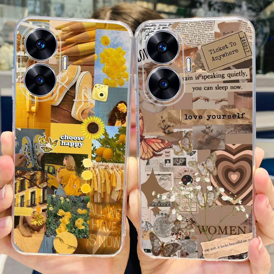 For Realme C55 4G Case RMX3710 Colorful Painted Cover Soft Slim Fundas Phone Case For Realme C55 C55 RealmeC55 Back Cover Bumper