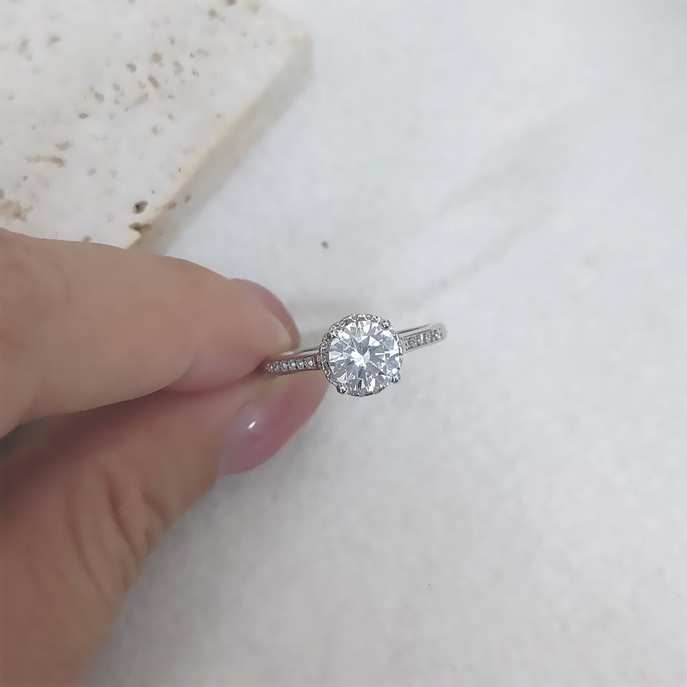 Серебряное кольцо с муассанитом 1 карат, серебро S925, белое золото PT950, стойкое к потускнению.