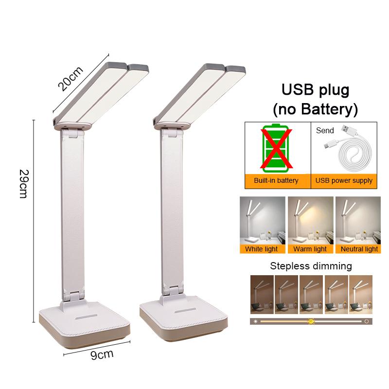 Лампа Перезаряжаемая Многофункциональная USB Настольная Лампа Сенсорная Диммируемая 3 Уровня Складная Перезаряжаемая Световая для Глаз для Спальни Стола Прикроватной