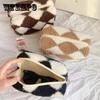Autumn and Winter Checkerboard Plaid Plush Cosmetic Bag Large-capacity Storage Bag Lingge Portable Cosmetic Bag