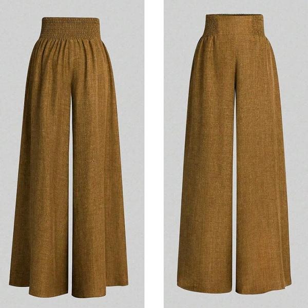 Женские широкие брюки с высокой талией, весенне-летние повседневные однотонные брюки, брюки для йоги