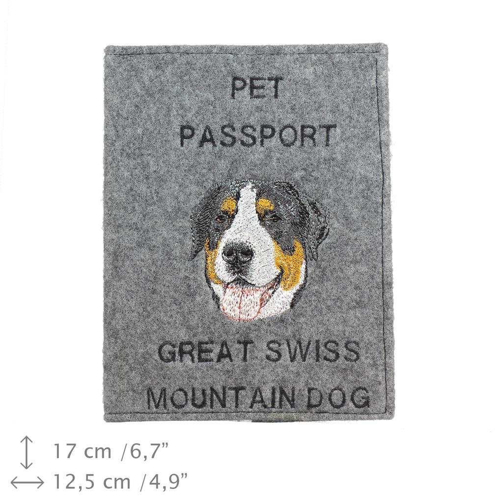 Great Swiss Mountain Dog, Greater Swiss Mountain Dog - Dog passport case, document case, gift for the traveller from the Art-Dog brand