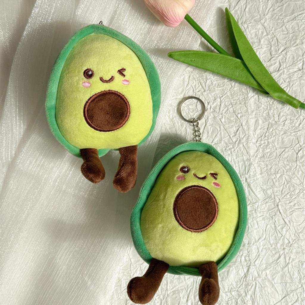 Stylish Avocado Pendant Keychain Fashionable Plush Toy Accessory Soft Polyester Yolk Bag Charm for Girls and Women