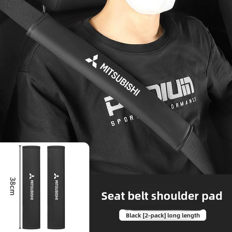 ysdf5 Car Leather Seat Belt Shoulder Protector Pad Soft Cover For Mitsubishi Logo Auto Interior Decorative Styling Parts Accessories