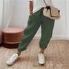 Fashion Cotton Linen Loose Casual Pants Women Plus Size Pocket Elastic Waist Wide Leg Pants Woman Solid Vintage Simple Office Ladies Trousers 24539