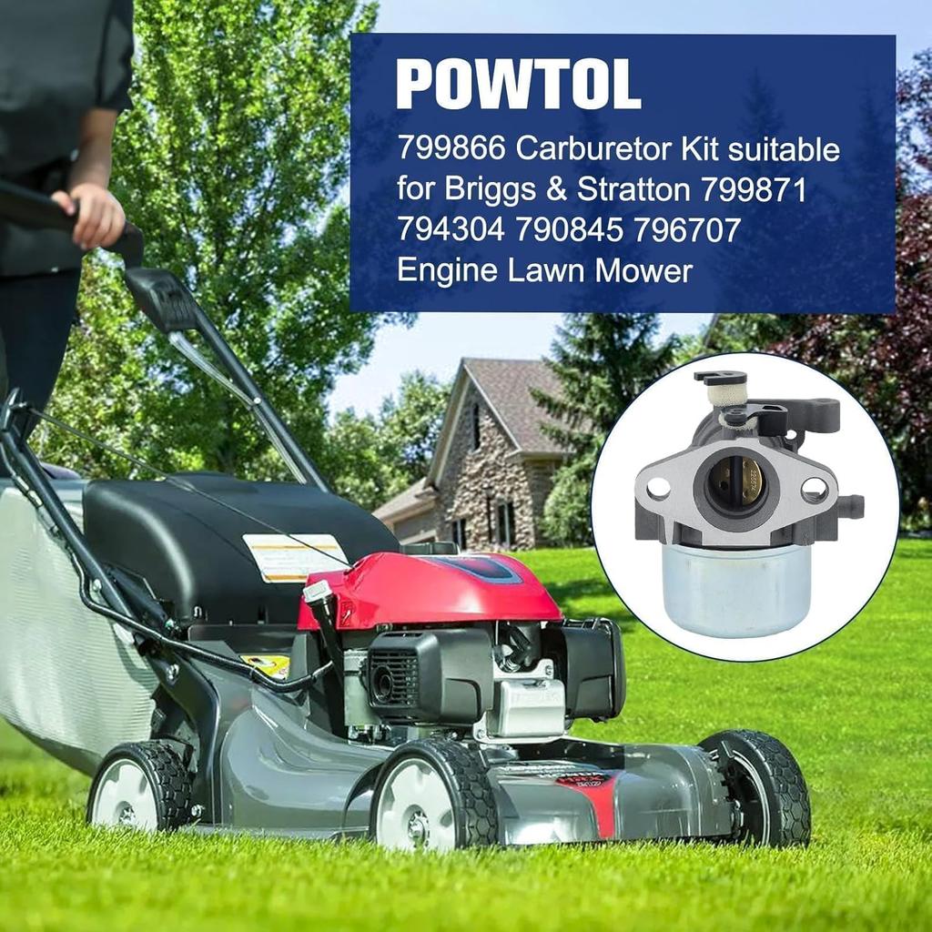 Powtol 799866 Carburetor For Brigg And Straton 190CC 675 Series Engine 790845 794304 799871 796707 Craftsman Troy Bilt 6.75 725EX TB230 Toro 20332