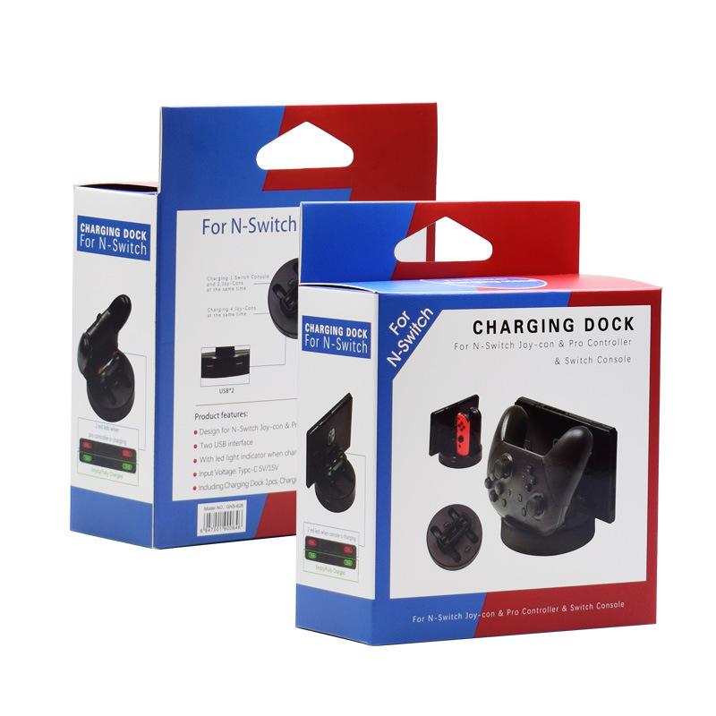 VAORLO For Nintendo Switch Multifunctional Charger Joy-Con Handle Four Charge Pro Controller Charger Console Charging Dock