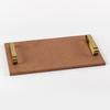 Light Luxury Ornaments Metal Woven Leather Tray Home Club Villa Hotel Storage Tray Model Room Soft Decoration