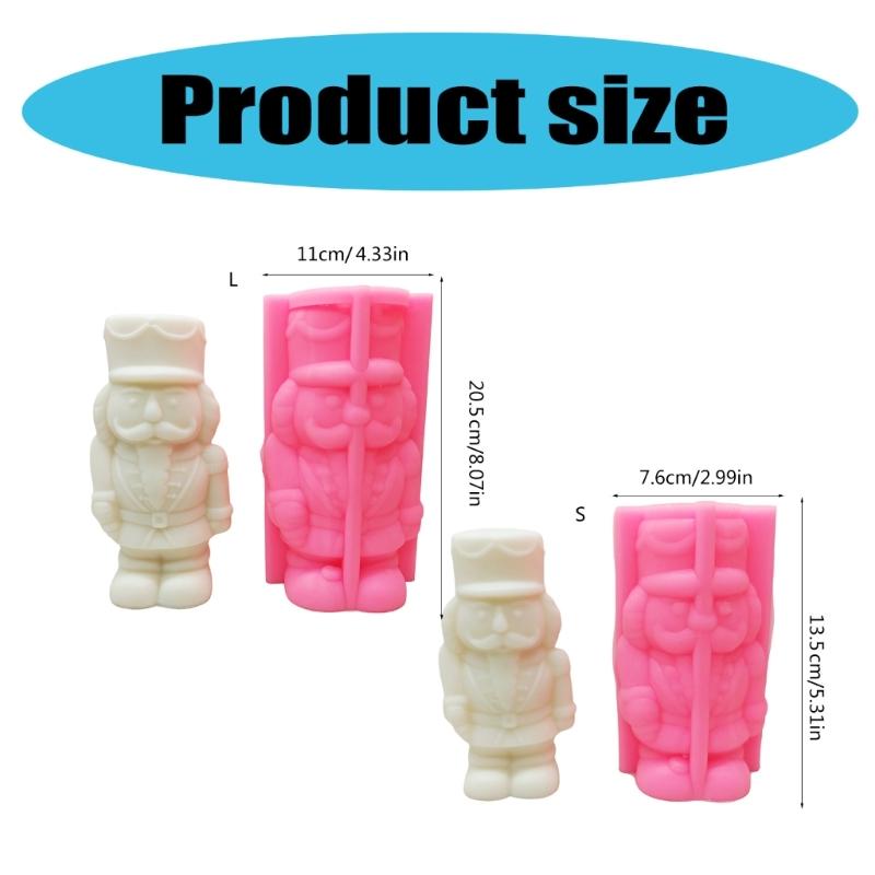 Nutcrackers Soldier Shape Silicone Mold Christmas Nutcrackers 3D Silicone Candle Mold for DIY Resin Crafts Home Decors