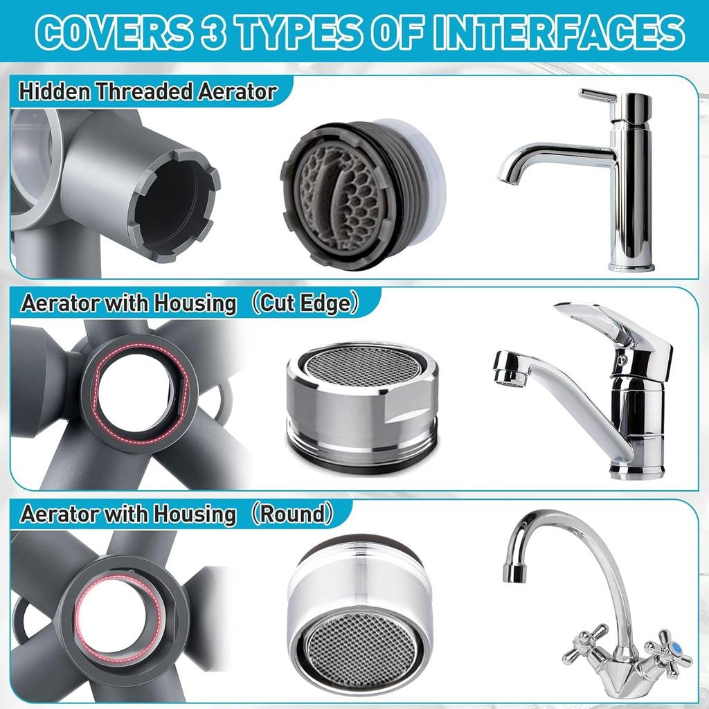 10 In 1 Faucet Aerator Key for Sink Faucet Aerator Removal Tool, Screen Removal Tool (Cut Edge & Round),M24/M28,Ideal Repairs Replacement for Bathroom