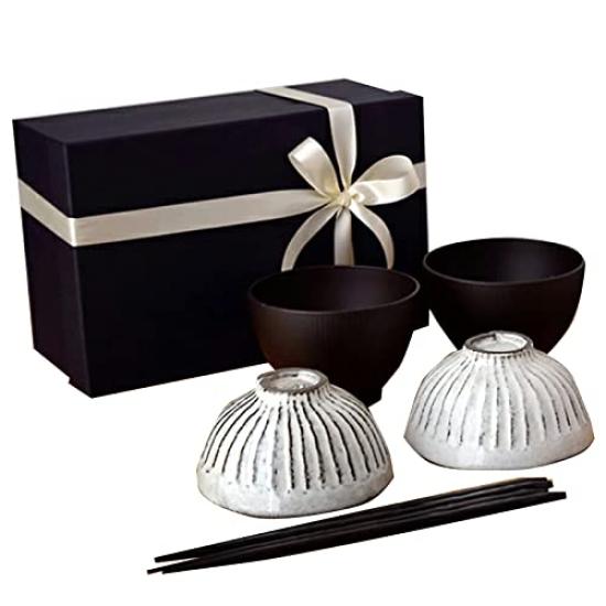 Tableware East Japanese Tableware Gift Japanese Modern Bowl Set Tableware Set Wedding Gift Couple Bowl (black Clay)