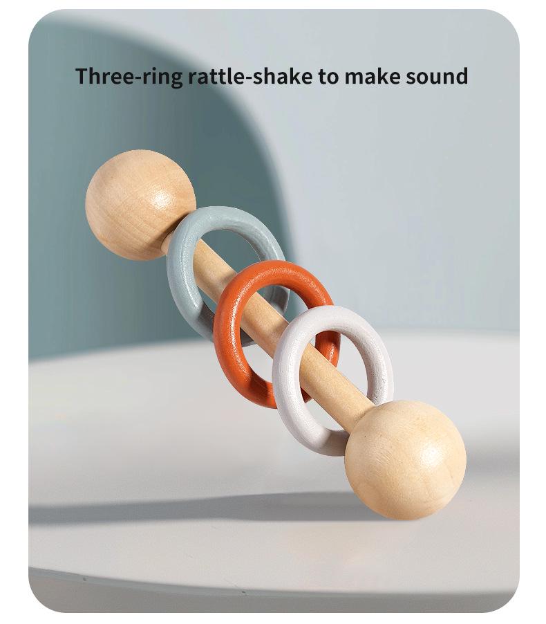 5-Piece Wooden Orff Rattle Set: Soothing Musical Instruments for Baby's Early Education