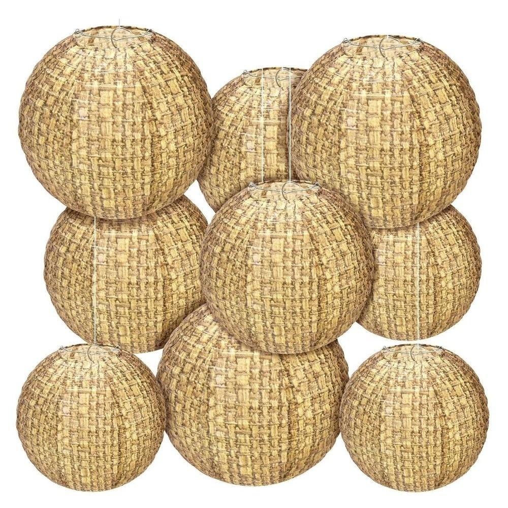 3PCS Linen Material Burlap Paper Lanterns Decorative Paper Lantern Children's Birthdays