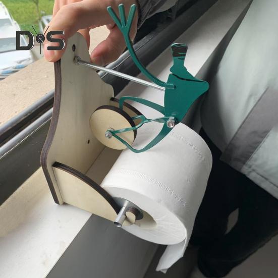 Держатель для туалетной бумаги с забавным дизайном в виде лягушки, простая в установке настенная деревянная подставка для рулонов бумаги, декор для ванной комнаты