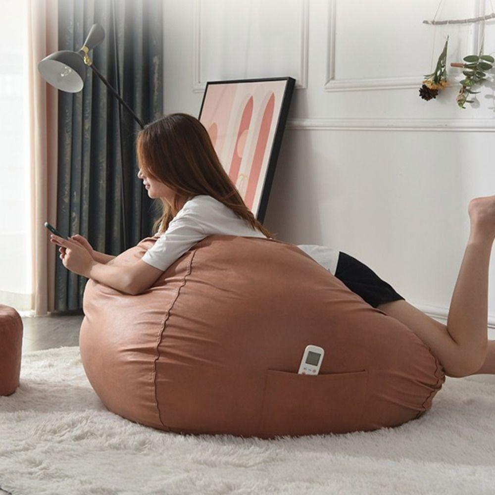 Waterproof Bean Bag Chair Sofa Cover with Handle and Pocket Puff Couch Cover Lazy Sofa Cover Kids