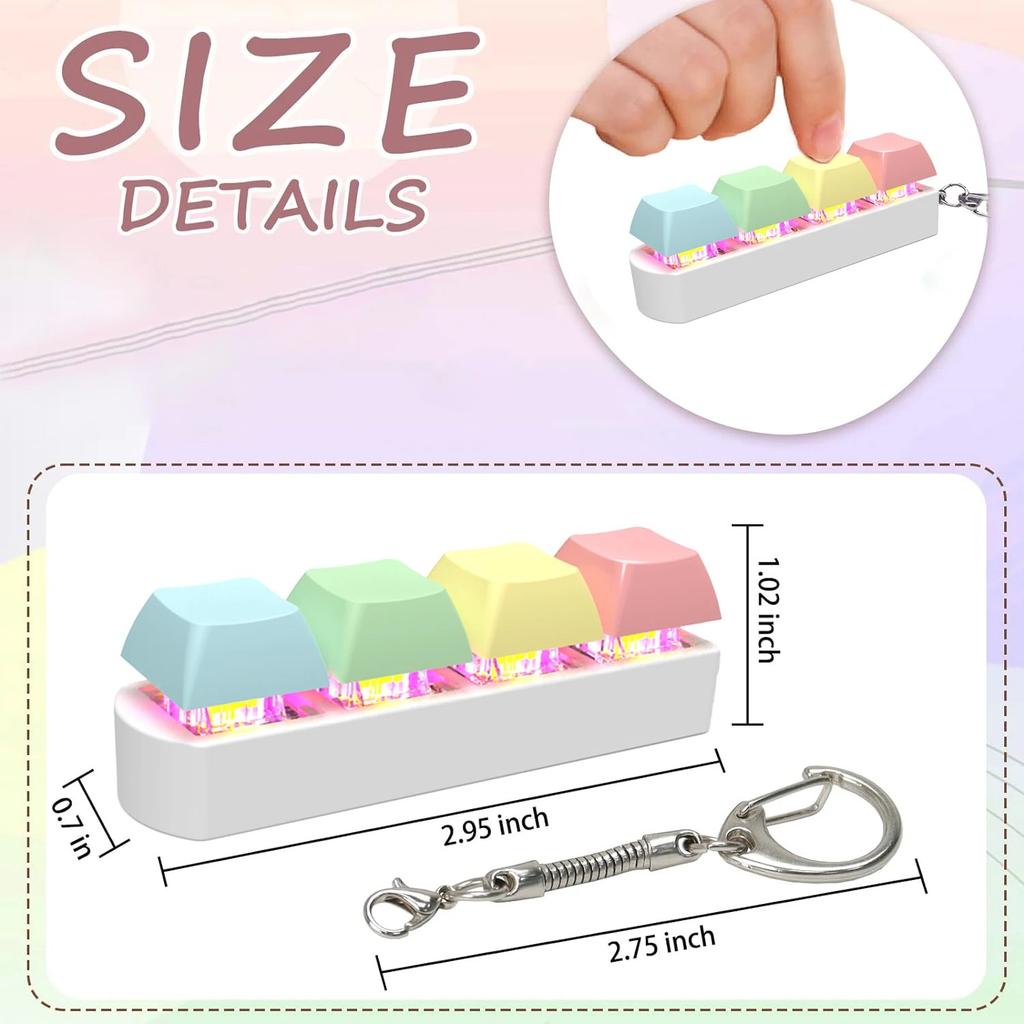 Keyboard Fidget Toy With Led Light Keyboard Fidget Keychain 4-in-1 Keyboard Decompression Button Stress Relief Fidget Gifts