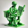 Green Soldier Figurine Toilet Reading Newspaper Peeing Man Resin Statue Sculpture Model Toy Home Office Desktop Decoration Ornament