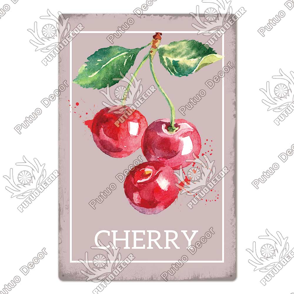 Putuo Decor Фрукты Винтажная Жестяная Табличка Металлическая Пластина Ретро Настенное Искусство Декор Гостиная Ферма Сад Кухня Железная Роспись