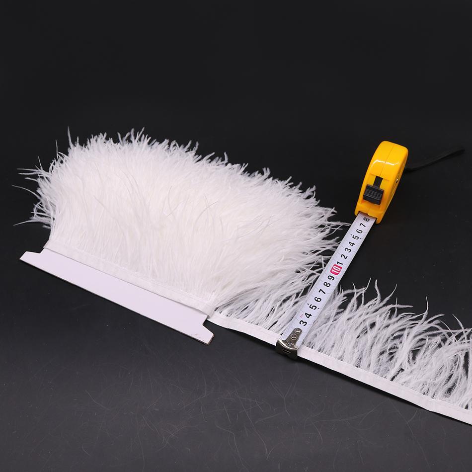 1meter 8 -10cm White Ostrich Feather Trims Natural Black Ostrich Feather For Craft Ribbon Fringe Skirt Party Clothing Plume Decor