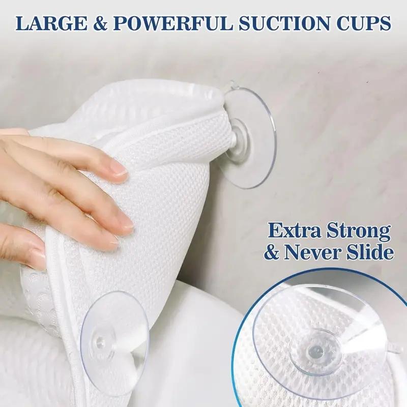 Bath Pillow Bathtub Pillow, Luxury Bath Pillows for Tub Neck and Back Support, Bath Tub Pillow Headrest with Soft 4D Mesh