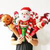 10pcs Christmas Party Balloons Santa Claus Strike Stick Ballon Snowman Candy Cane Happy New Year Merry Christmas Decoration